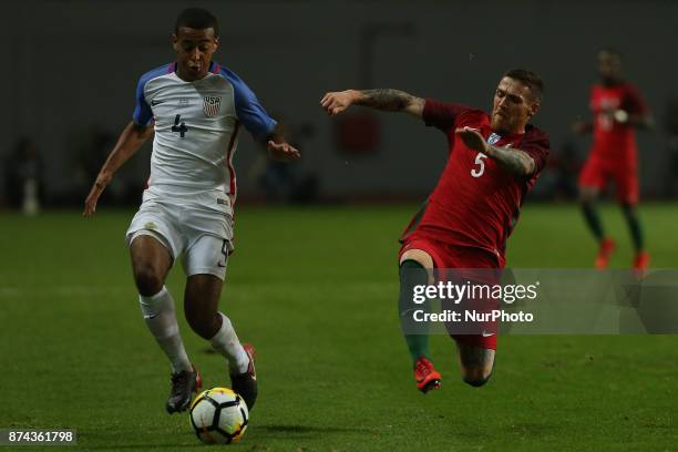 United States of America midfielder Tyler Adams and Portugal defender Antunes during the match between Portugal and United States of America...