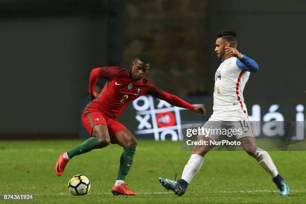 Portugal defender Nelson Semedo and United States of America forward Dom Dwyer during the match between Portugal and United States of America...