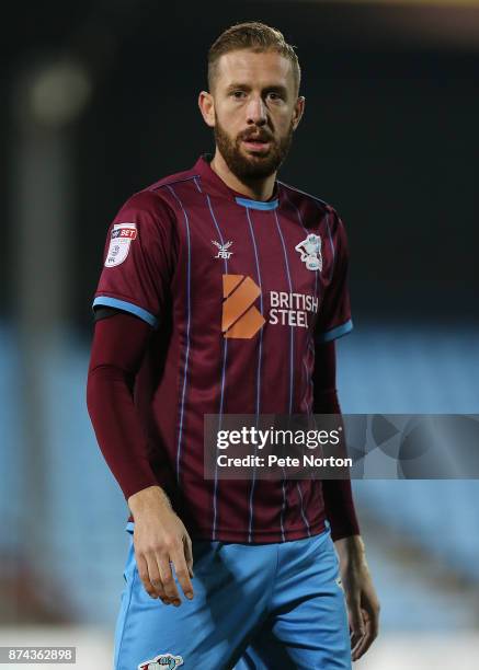 Kevin van Veen of Scunthorpe United in action during the Emirates FA Cup First Round Replay match between Scunthorpe United and Northampton Town at...