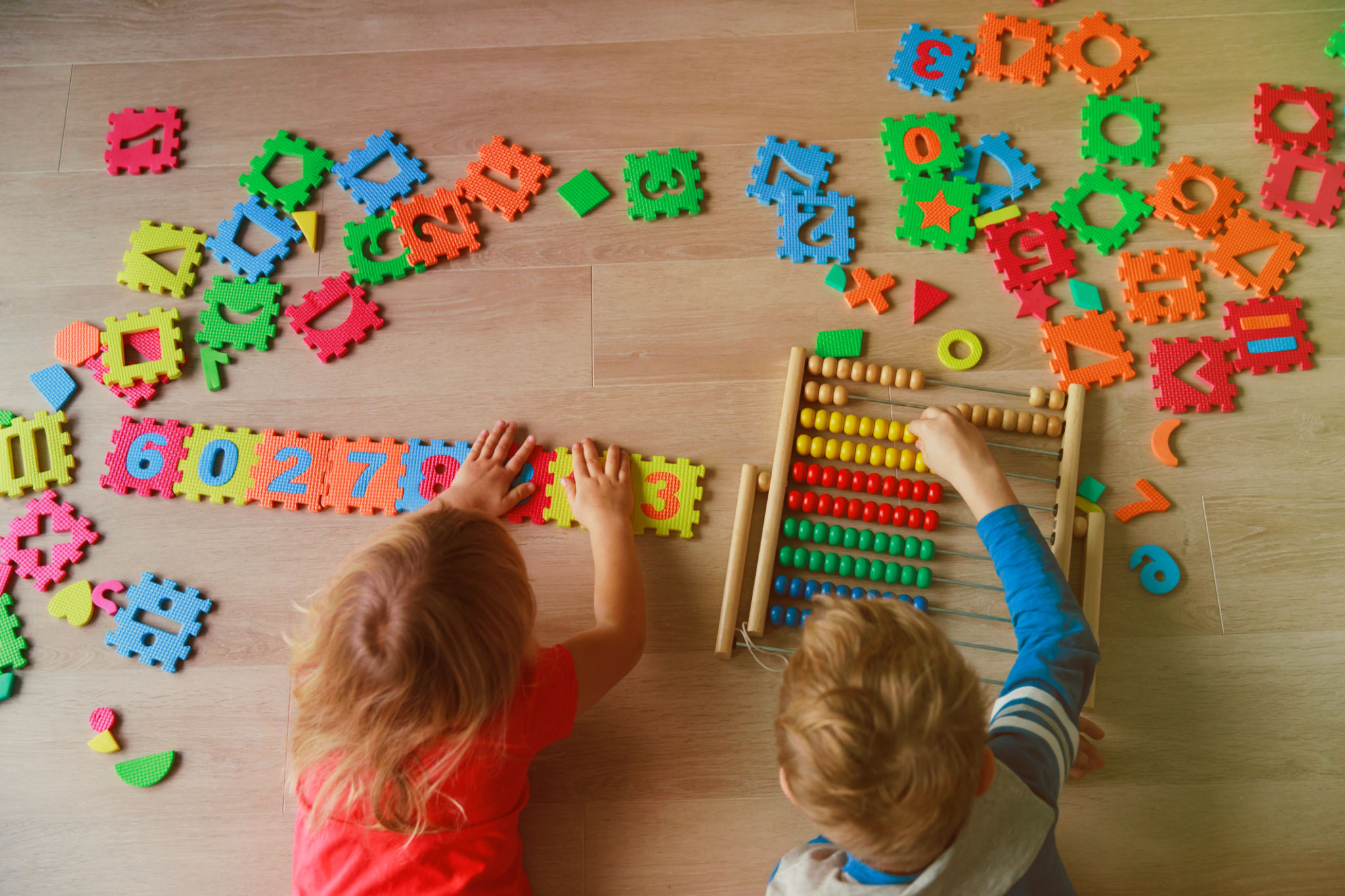 children playing math games