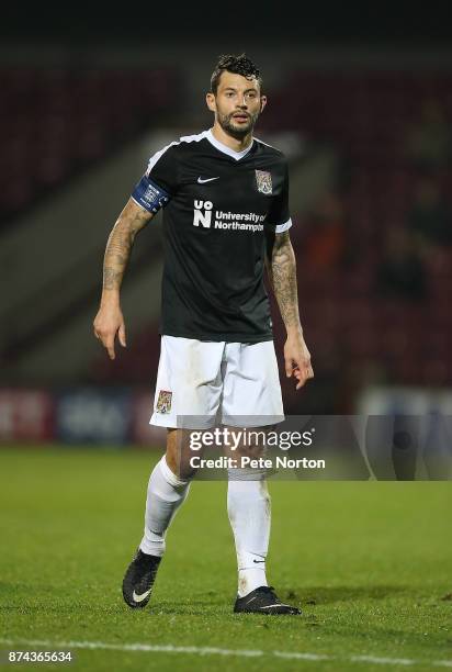 Marc Richards of Northampton Town in action during the Emirates FA Cup First Round Replay match between Scunthorpe United and Northampton Town at...