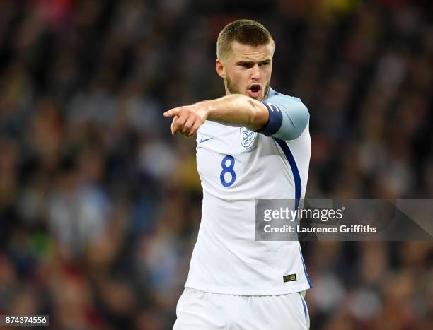 Eric Dier of England looks on during the International Friendly match between England and Brazil at Wembley Stadium on November 14, 2017 in London,...
