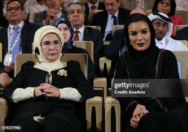 President of Turkey Recep Tayyip Erdogan's wife Emine Erdogan and former Emir of the State of Qatar, Sheikh Hamad bin Khalifa Al Thani's wife,...