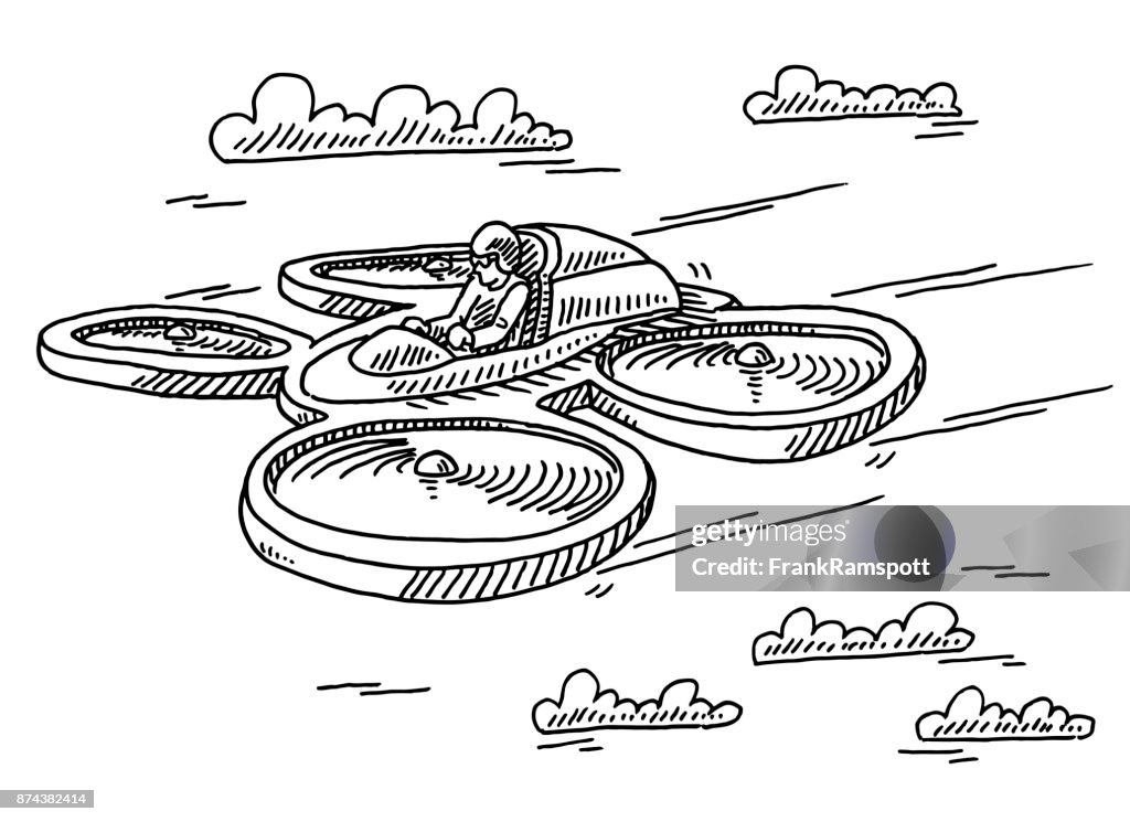 Único pasajero Drone futuro dibujo