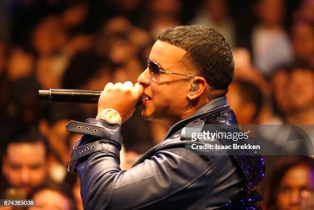 Daddy Yankee performs onstage at Spotify Celebrates Latin Music and Their Viva Latino Playlist at Marquee Nightclub on November 14, 2017 in Las...