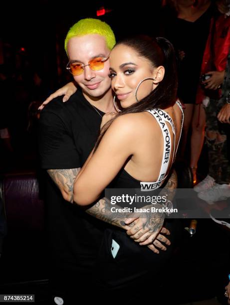 Balvin and Anitta at Spotify Celebrates Latin Music and Their Viva Latino Playlist at Marquee Nightclub on November 14, 2017 in Las Vegas, Nevada.