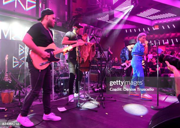 Liliana Saumet of Bomba Estereo performs onstage at Spotify Celebrates Latin Music and Their Viva Latino Playlist at Marquee Nightclub on November...