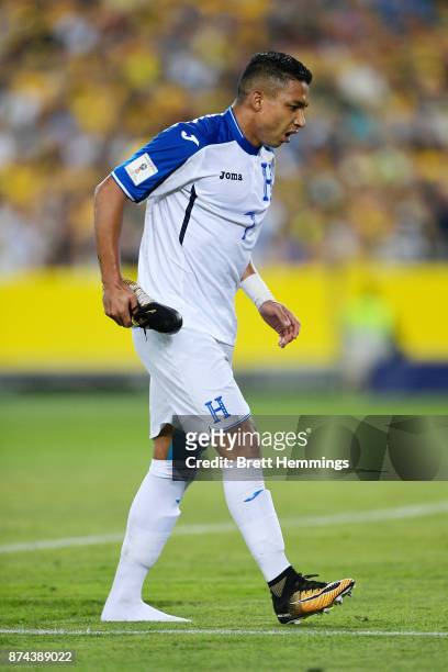 Emilio Izaguirre of Honduras leaves the field with an injury during the 2018 FIFA World Cup Qualifiers Leg 2 match between the Australian Socceroos...