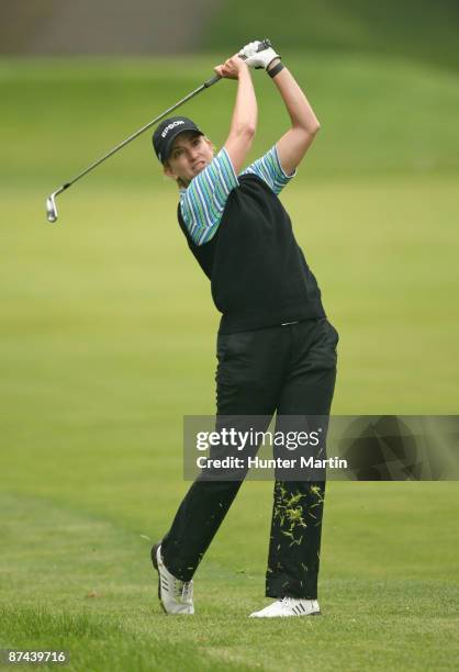 Karrie Webb of Australia hits her second shot on the 6th hole during the third round of the Sybase Classic presented by ShopRite at Upper Montclair...