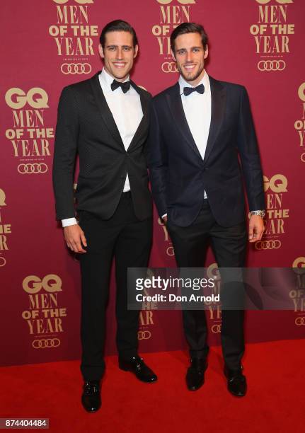 Jordan Stenmark and Zac Stenmark attends the GQ Men Of The Year Awards at The Star on November 15, 2017 in Sydney, Australia.