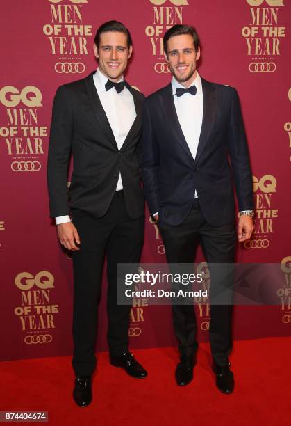 Jordan Stenmark and Zac Stenmark attends the GQ Men Of The Year Awards at The Star on November 15, 2017 in Sydney, Australia.