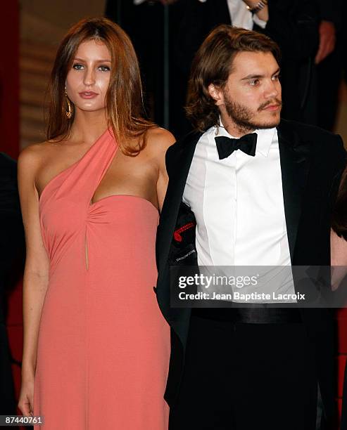 Emile Hirsch and Brianna Domont attend the premiere of ''Taking Woodstock'' at the Grand Theatre Lumiere during the 62nd Annual Cannes Film Festival...