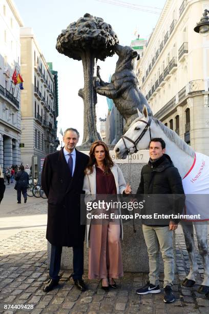 Daniel Entrecanales, model Mar Saura and Sergio Alvarez Moya present Madrid Horse Week 2017 on November 14, 2017 in Madrid, Spain.