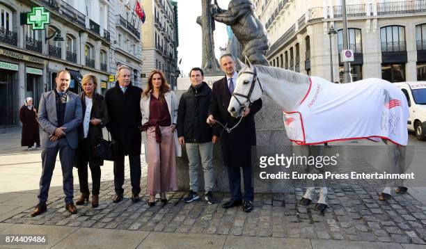 Javier Revuelta, model Mar Saura, Sergio Alvarez Moya and Daniel Entrecanales present Madrid Horse Week 2017 on November 14, 2017 in Madrid, Spain.