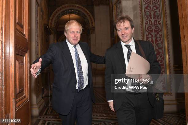 Foreign Secretary Boris Johnson meets with Richard Ratcliffe, the husband of the detained British-Iranian woman Nazanin Zaghari-Ratcliffe arrives at...