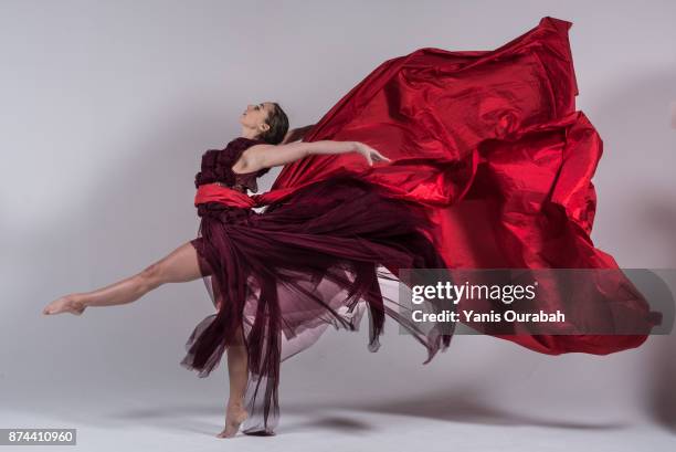 female ballet dancer dancing in studio - evening gown silhouette stock pictures, royalty-free photos & images