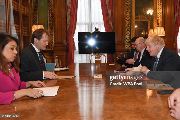 Foreign Secretary Boris Johnson meets with Richard Ratcliffe , the husband of the detained British-Iranian woman Nazanin Zaghari-Ratcliffe arrives at...