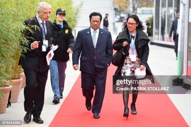 Tommy Remengesau , President of Palau, arrives to attend a session of the UN conference on climate change on November 15, 2017 in Bonn, western...