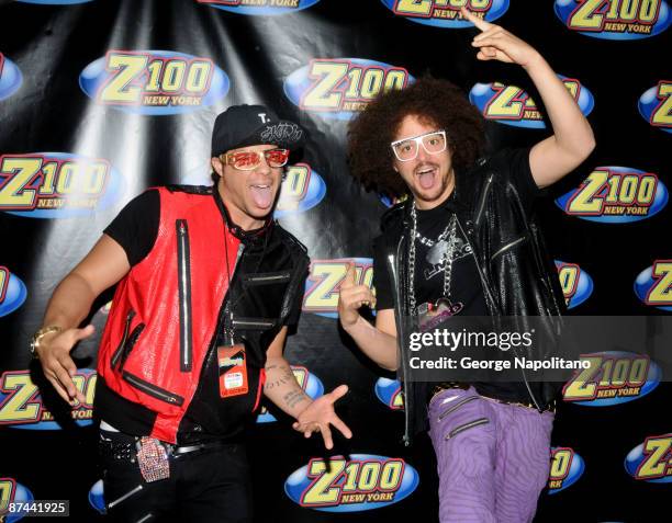 Redfoo and SkyBlu of of LMFAO attends Z100's Zootopia 2009 at the Izod Center on May 16, 2009 in East Rutherford, New Jersey.