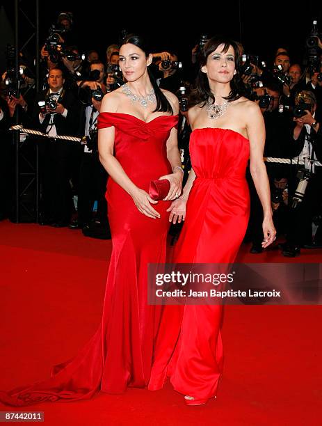 Monica Bellucci and Sophie Marceau attends the "Don't Look Back" Premiere at the Grand Theatre Lumiere during the 62nd Annual Cannes Film Festival on...