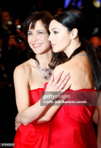 Monica Bellucci and Sophie Marceau attends the "Don't Look Back" Premiere at the Grand Theatre Lumiere during the 62nd Annual Cannes Film Festival on...