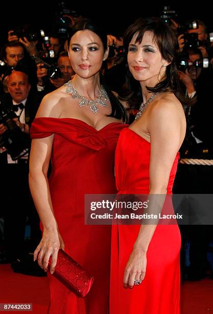 Monica Bellucci and Sophie Marceau attends the "Don't Look Back" Premiere at the Grand Theatre Lumiere during the 62nd Annual Cannes Film Festival on...