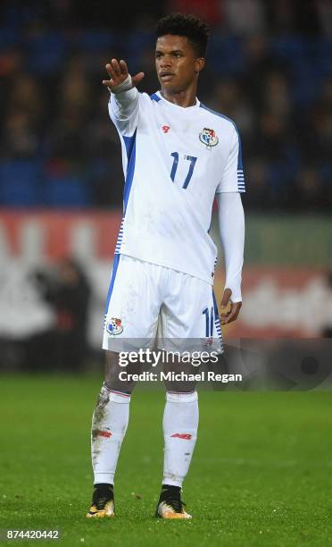 Luis Ovalle of Panama looks on during the International match between Wales and Panama at Cardiff City Stadium on November 14, 2017 in Cardiff, Wales.