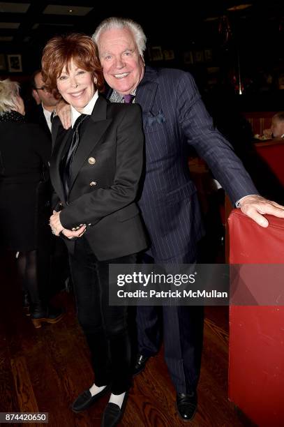 Jill St. John and Robert Wagner attend NINETY YEARS OF GALLAGHERS New York's iconic steakhouse at Gallaghers Steakhouse on November 14, 2017 in New...