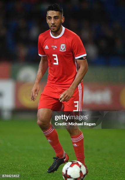 Neil Taylor of Wales in action during the International match between Wales and Panama at Cardiff City Stadium on November 14, 2017 in Cardiff, Wales.