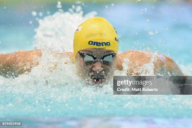 Sarah Sjostrom of Sweden competes in the Women's 100m Butterfly Final during day two of the FINA Swimming World Cup at Tokyo Tatsumi International...