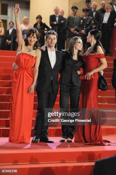Actors Sophie Marceau, Adrien de Van, director Marina de Van and actress Monica Bellucci attend the "Don't Look Back" Premiere at the Grand Theatre...