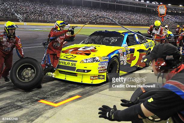 Mark Martin, driver of the Kellog's/CARQUEST Chevrolet, pits during the NASCAR Sprint All-Star Race on May 16, 2009 at Lowe's Motor Speedway in...