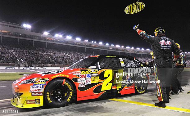 Jeff Gordon, driver of the DuPont Chevrolet, leaves the pit during the NASCAR Sprint All-Star Race on May 16, 2009 at Lowe's Motor Speedway in...