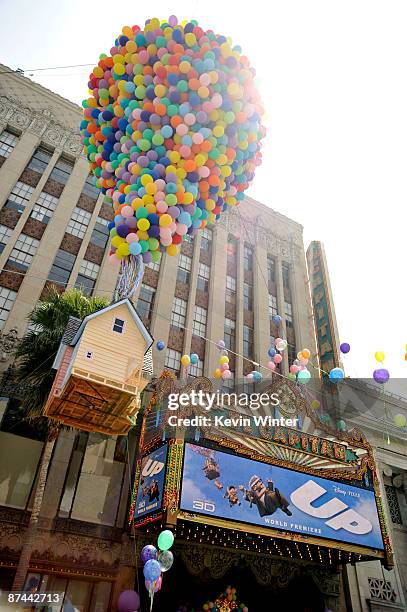 General view outside the El Capitan Theater at the premiere of Disney Pixar's "Up" on May 16, 2009 in Los Angeles, California.