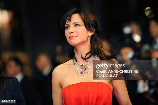 French actress Sophie Marceau poses while arriving for the screening of the movie "Ne Te Retourne Pas" out of competition at the 62nd Cannes Film...