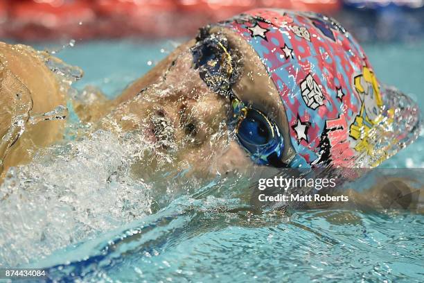 Jie Dong of China competes in the Women's 400m Freestyle Final during day two of the FINA Swimming World Cup at Tokyo Tatsumi International Swimming...