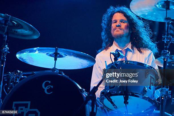 Andy Hurley of Fall Out Boy performs at The Lawn at White River State Park on May 15, 2009 in Indianapolis, Indiana.