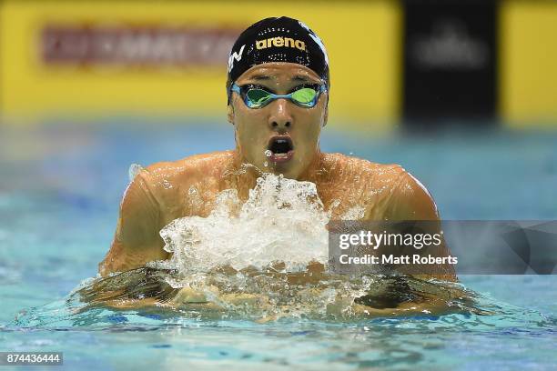 Daiya Seto of Japan competes in the Men's 400m Individual Medley Final during day two of the FINA Swimming World Cup at Tokyo Tatsumi International...