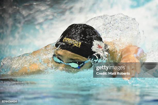 Daiya Seto of Japan competes in the Men's 400m Individual Medley Final during day two of the FINA Swimming World Cup at Tokyo Tatsumi International...