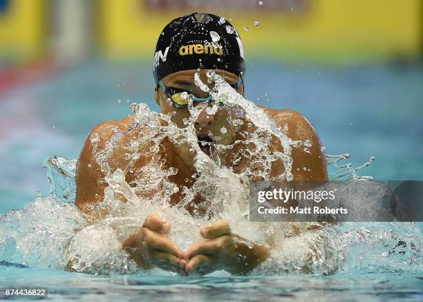 Daiya Seto of Japan competes in the Men's 400m Individual Medley Final during day two of the FINA Swimming World Cup at Tokyo Tatsumi International...