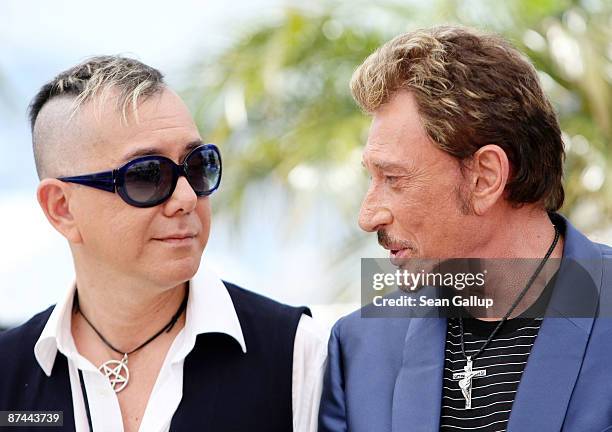 Actors Anthony Wong and Johnny Hallyday attend the Vengeance Photocall at the Palais Des Festivals during the 62nd International Cannes Film Festival...
