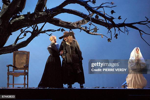 Franco-Italian soprano Nathalie Manfrino and Spanish tenor Placido Domingo perform in Franco Alfano's "Cyrano de Bergerac", an opera inspired by...