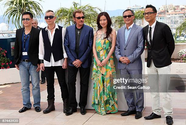Actor Simon Yam, director Johnnie To, actors Michelle Ye, Johnny Hallyday, Anthony Wong and Siu-Fai Cheung attend the Vengeance Photocall at the...