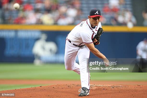 Kenshin Kawakami of the Atlanta Braves pitches against the Arizona Diamondbacks at Turner Field on May 16, 2009 in Atlanta, Georgia.