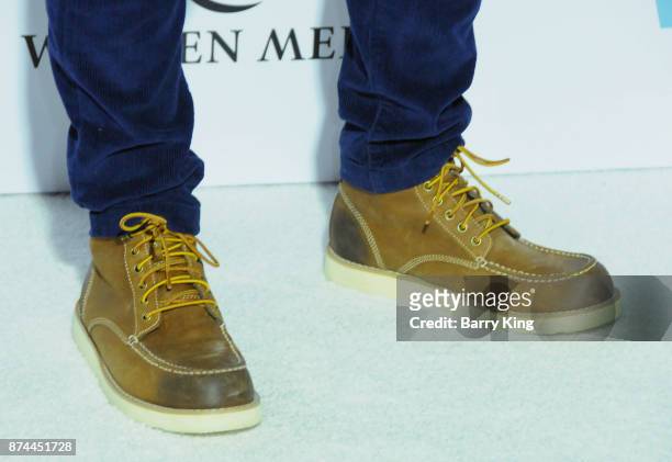 Actor Nathanial Potvin, shoe detail, attends the premiere of Lionsgates's' 'Wonder' at Regency Village Theatre on November 14, 2017 in Westwood,...