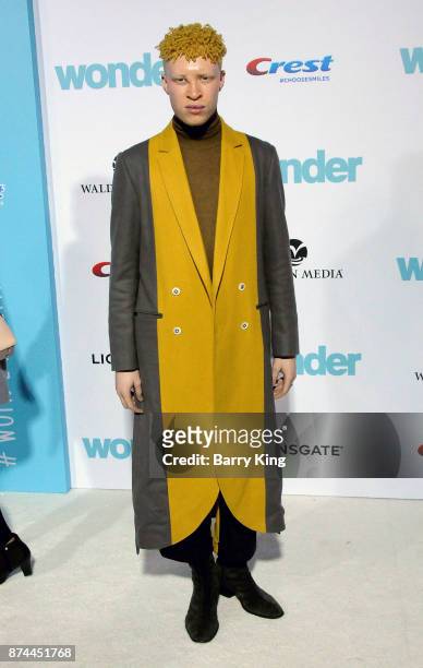 Model Shaun Ross attends the premiere of Lionsgates's' 'Wonder' at Regency Village Theatre on November 14, 2017 in Westwood, California.