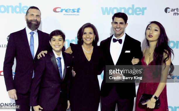 Author/executive producer R.J. Palacio and her family attend the premiere of Lionsgates's' 'Wonder' at Regency Village Theatre on November 14, 2017...
