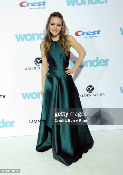 Actress Izabela Vidovic attends the premiere of Lionsgates's' 'Wonder' at Regency Village Theatre on November 14, 2017 in Westwood, California.