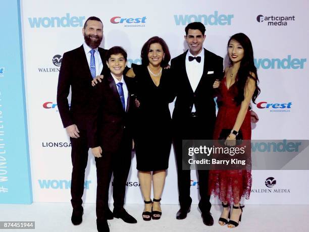 Author/executive producer R.J. Palacio and her family attend the premiere of Lionsgates's' 'Wonder' at Regency Village Theatre on November 14, 2017...