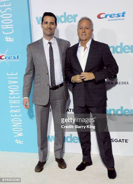 Producers Todd Lieberman and David Hoberman attend the premiere of Lionsgates's' 'Wonder' at Regency Village Theatre on November 14, 2017 in...